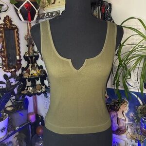 Olive Green Women's Ribbed Tank Top